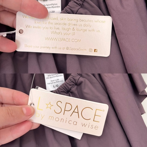 NWT L*SPACE by Monica Wise “Hey Girl” Off-Shoulder Ruffle Swim Tune Top S/M - Picture 6 of 10